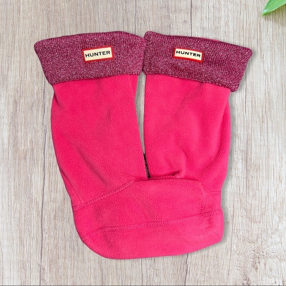 Hunter Boot Socks Kids in Pink with Glittery Cuffs! Size XL